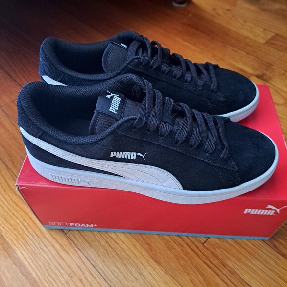 Puma Other - PUMA Smash V2 SD 365176-01 Kids Sneakers Size 5.5C Black Suede Shoes EUC